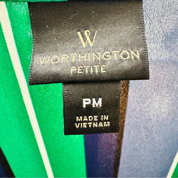 Worthington Blue Wrap Tie Front Puff Sleeve Top - Picture 4 of 4